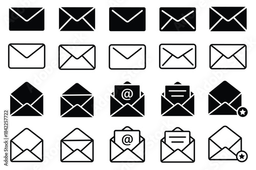 Mail & message Editable line stroke icon set. email vector icon set. Postal Letter, Mailbox, Email, Post Office, Envelope, Messaging. vector illustration