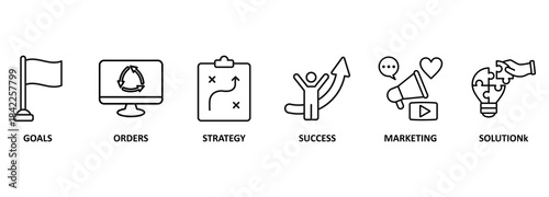 Increase sales. Chart with keywords and icons 