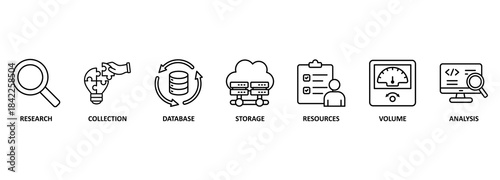 Big data concept. Banner with keywords and icons