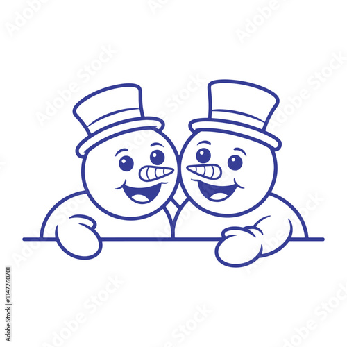 Happy Snowman Pair Illustration