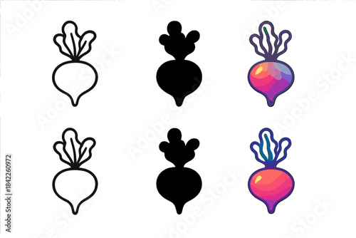 Psychedelic Tuber Styles. Colorful psychotropic tuber with subtle glowing aura, simple minimal icon, first in line style with thin