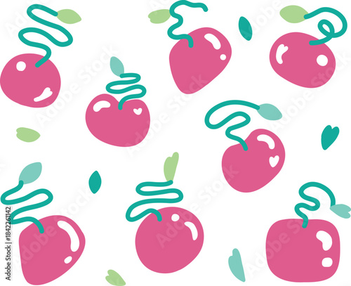 可愛いさくらんぼのイラスト総柄