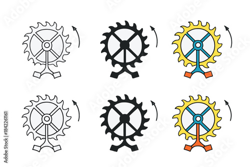 Abstract Escapement Wheel Design. Detailed escapement wheel with swinging pallet arms and rotational motion, abstract minimalist