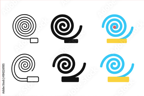 Abstract Hairspring Illustrations. Mechanical hairspring coiling and uncoiling in rhythmic motion, abstract minimal vector