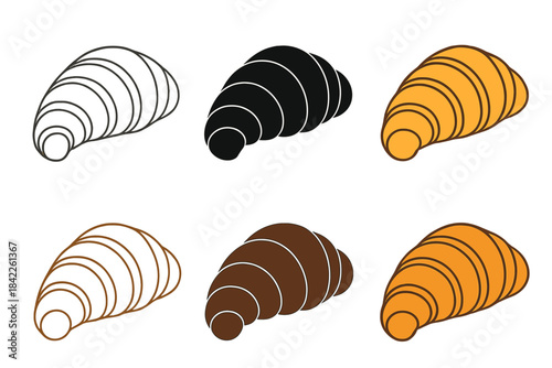 Minimalist Croissant Art. Minimalist croissant form revealing its laminated structure, arcs of layers curving gracefully,