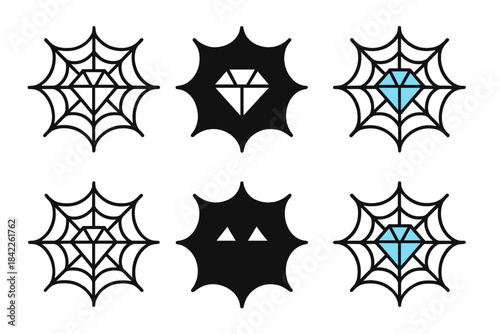 Spider Web Crystal. Spider Web Crystal, minimalist nature-inspired emblem symbolizing precision, fragility, and brilliance, first