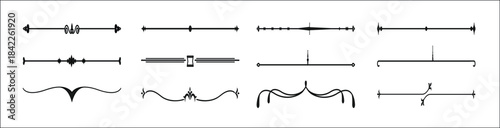 Dividers, borders and frame lines vector set, icon, symbol, logo, isolated. Isolated on white background. vector illustration.