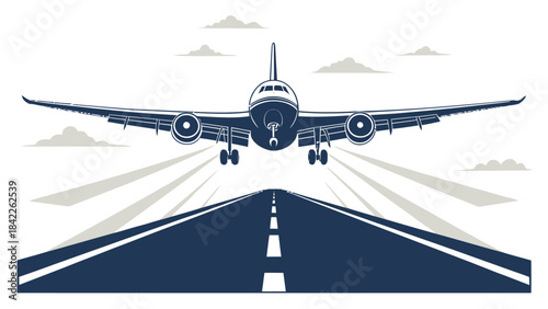 Transport aircraft silhouette vector in a descending flight path, suggesting cargo delivery or landing.