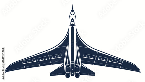Sleek supersonic jet silhouette vector with a long pointed nose, symbolizing speed and advanced aviation.