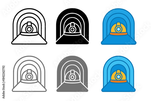 Helmet Style Variations. Helmet Light Tunnel first in line style with thin outline, second in solid style filled shape, third in