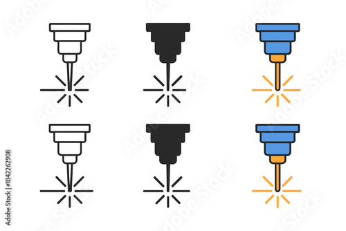 Stylized Laser Beam Guides. Laser Beam Guide first in line style with thin outline, second in solid style filled shape, third in
