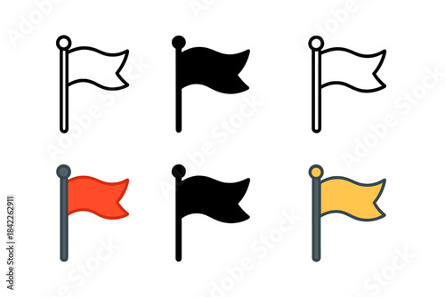 Flag Mast Styles. Flag Mast Signal first in line style with thin outline, second in solid style filled shape, third in flat style