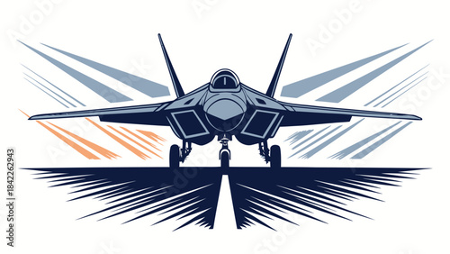 Sharp aerodynamic fighter jet silhouette, modern military aircraft vector for defense and aviation themes.