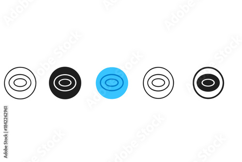 Multi-Style Water Ripples. Water Ripple Step first in line style with thin outline, second in solid style filled shape, third in