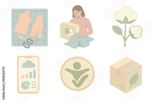 Woman is sewing a shirt