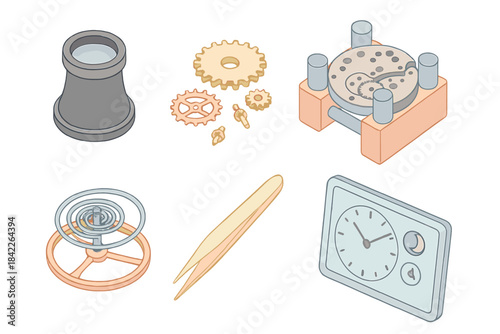 Collection of gears and clocks