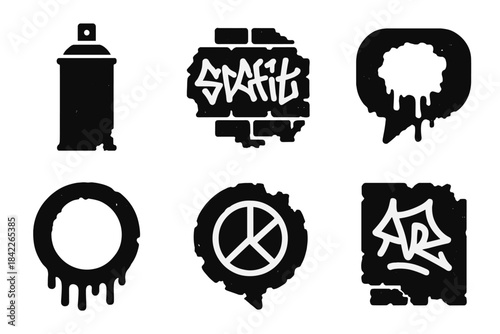 The spray paint can is black and white