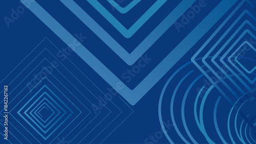 Abstract background featuring concentric squares and circles in shades of blue creating a modern design