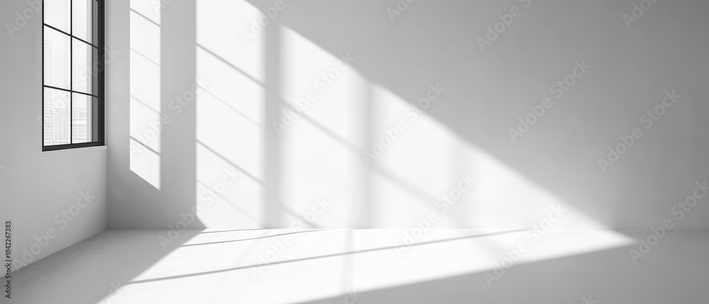 Obraz premium Minimalist empty white room with window light