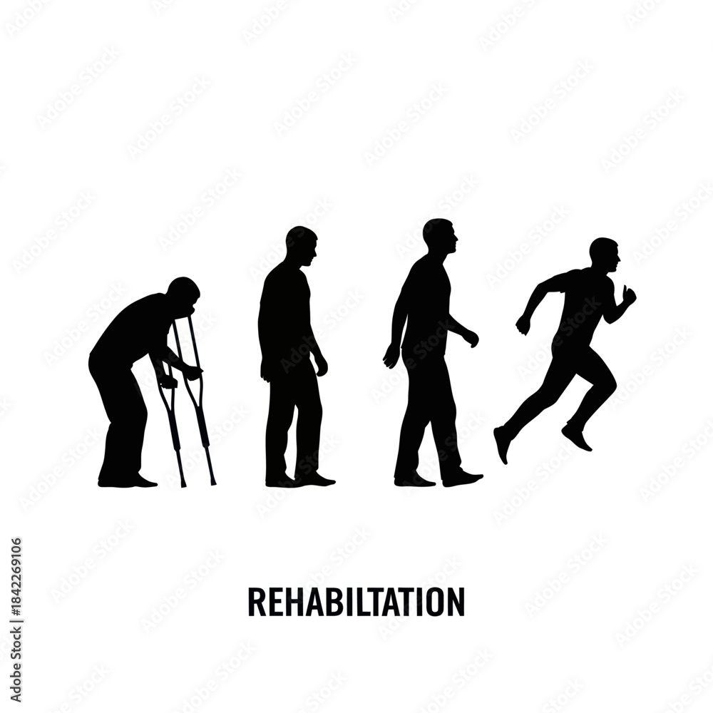 Obraz premium Rehabilitation process showing a persons journey from injury to full recovery.