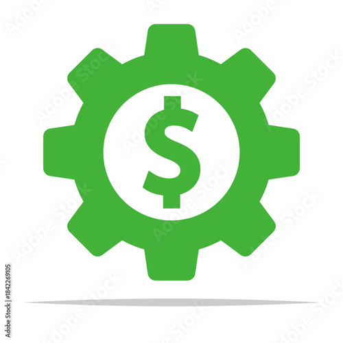 Gear with dollar symbol icon transparent vector isolated