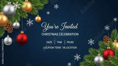 Christmas invitation card created with generated ai