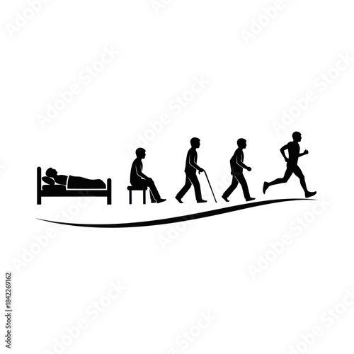 Human life stages from birth to old age and death.