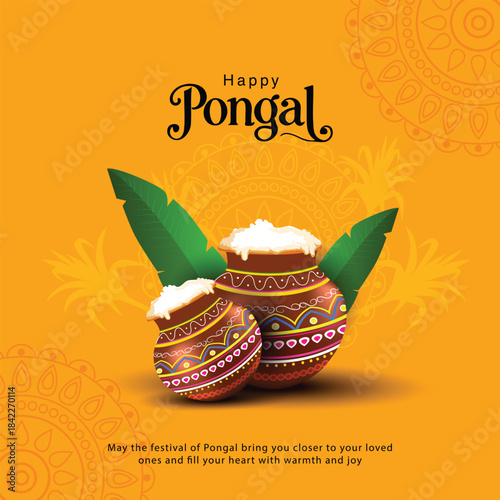 Vector illustration design of Tamil nadu  festival of Happy Pongal celebration. poster, banner, template background