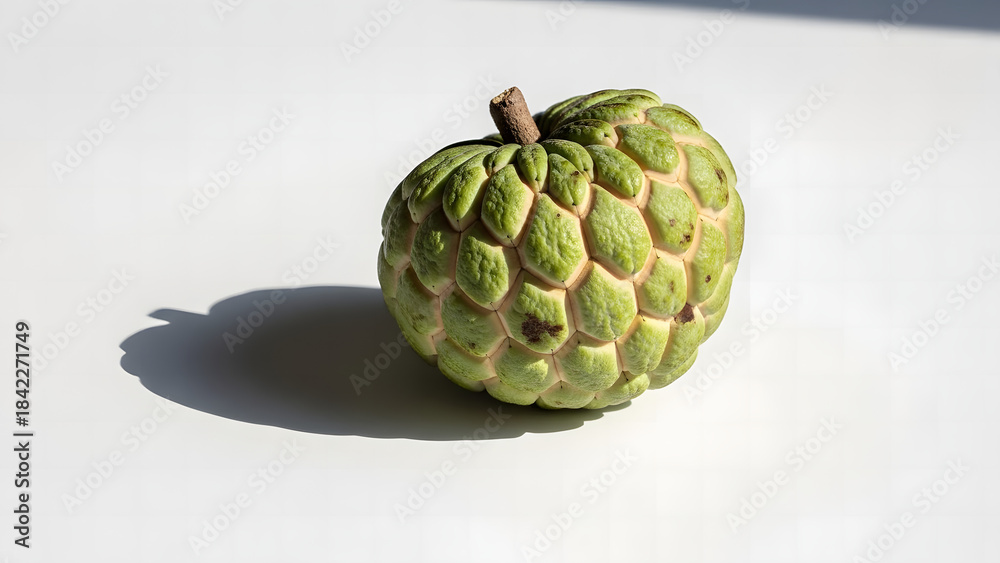 Fototapeta premium Fresh Custard Apple Fruit on White Background with Natural Light.