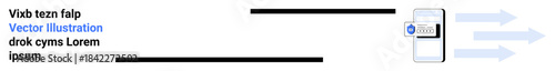 Data sharing, cybersecurity, cloud storage, encryption, digital communication, verified access. Iconic digital flow with arrows to a secured document. Data sharing and cybersecurity concept