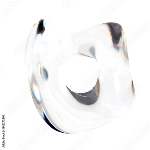 Canvas Print Abstract 3D Glass Object Prismatic Refraction Light Dispersion Black Background