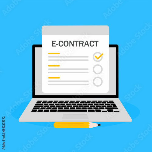 E-Contract Form on Laptop Screen