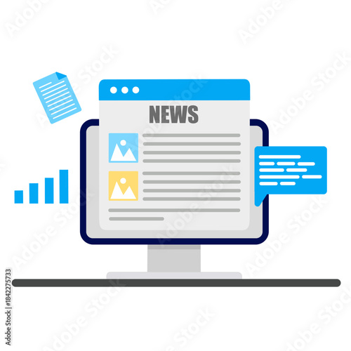 Online news portal on computer screen