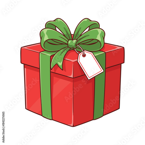 Elegant Red Gift Box with Ribbon Bow | Celebration Present Vector Design