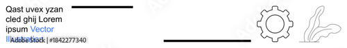 Workflow processes, technology, creativity, minimalist design, industrial concepts, and eco-friendly ideas. Gear icon next to a plant motif. Technology and creativity