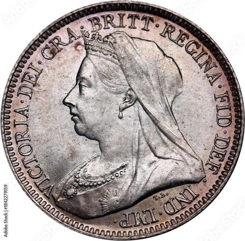 The 6 pence coin featuring Queen Victoria - portrait