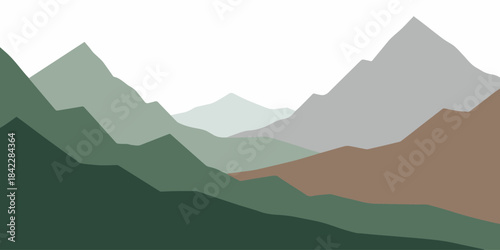 A minimalist illustration of mountains featuring clean angular s