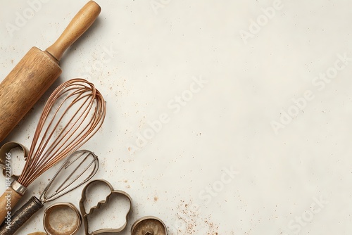 Vintage Baking Tools: Cropped, Minimalist, Negative Space