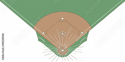 A clean geometric illustration of a baseball diamond featuring p