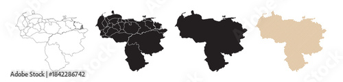 Maps of Venezuela come in many variations, featuring black and gold colors on a white background.