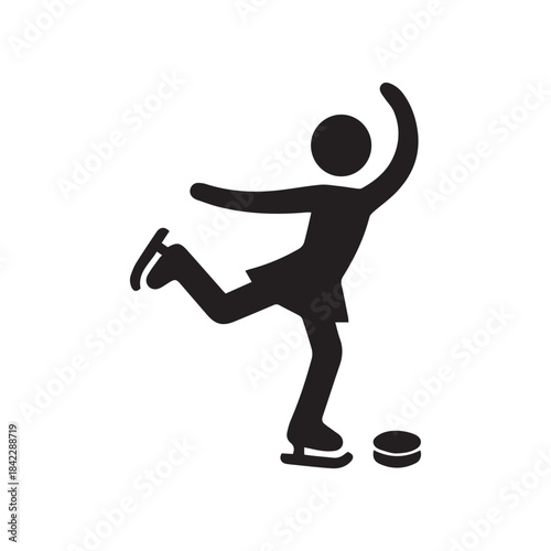Figure Skater icon silhouette vector with white background