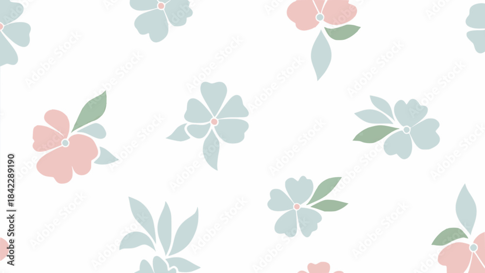 Fototapeta premium Seamless floral pattern with blooming flowers and leaves