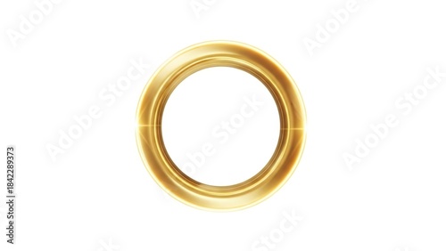 Gold ring with a glossy finish centered on a white background