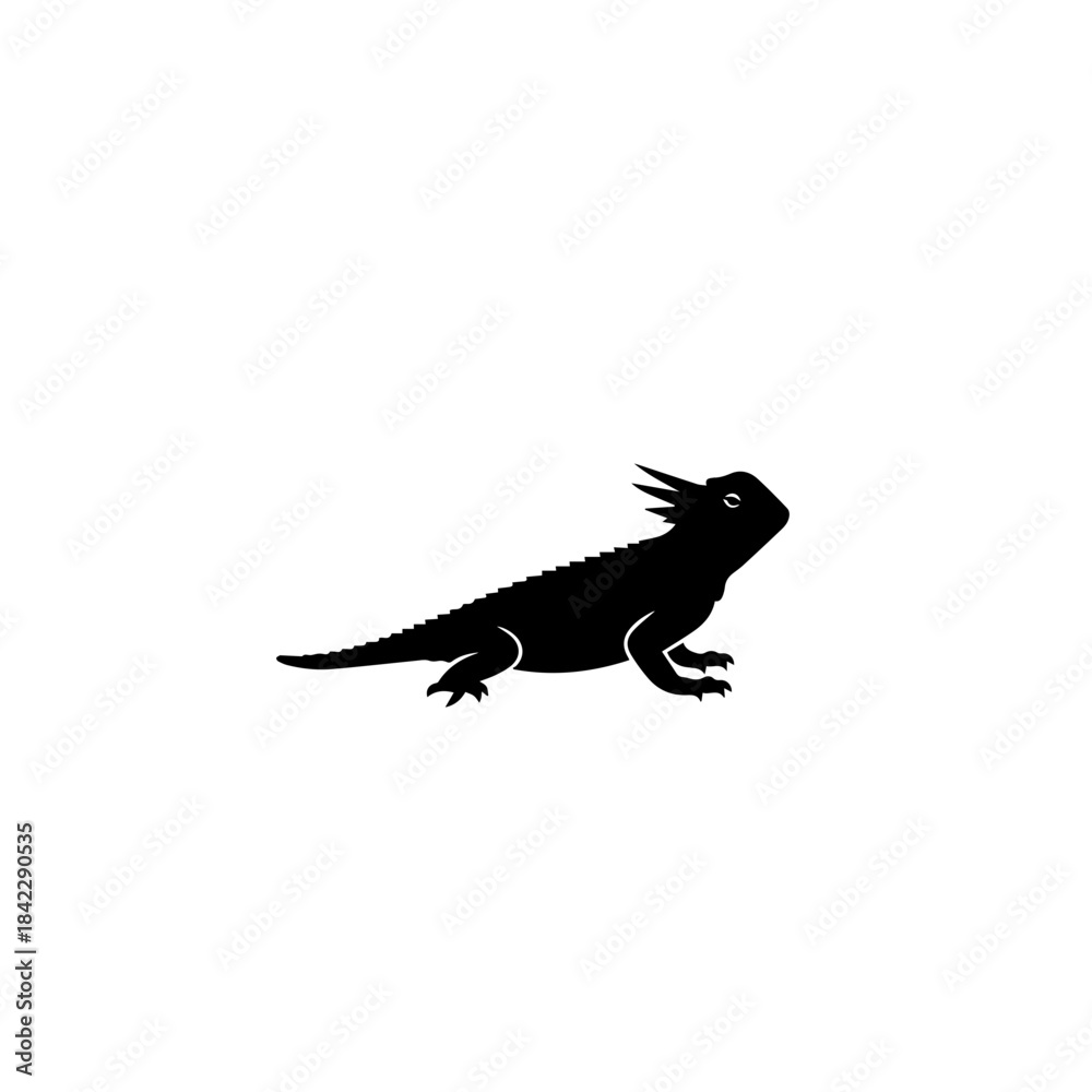 Obraz premium Silhouette of a horned lizard profile