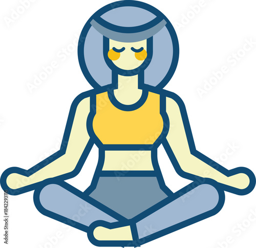 Serene Woman Meditating in Lotus Pose, Promoting Wellness and Healthy Lifestyle