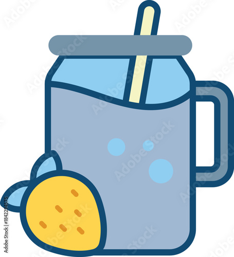 Refreshing Strawberry Lemonade in a Mason Jar with Straw for a Healthy Lifestyle