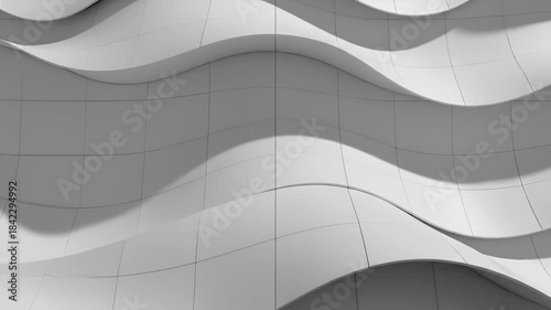 Abstract Wavy Architectural Design with Dynamic Shadows and Light Play.