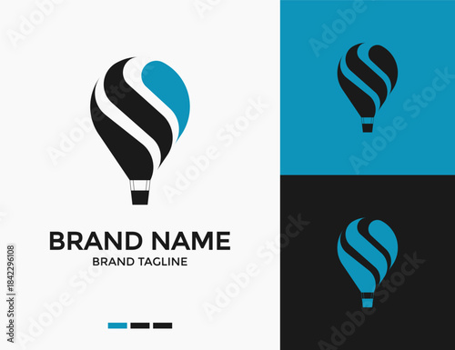 Blue hot air balloon logo