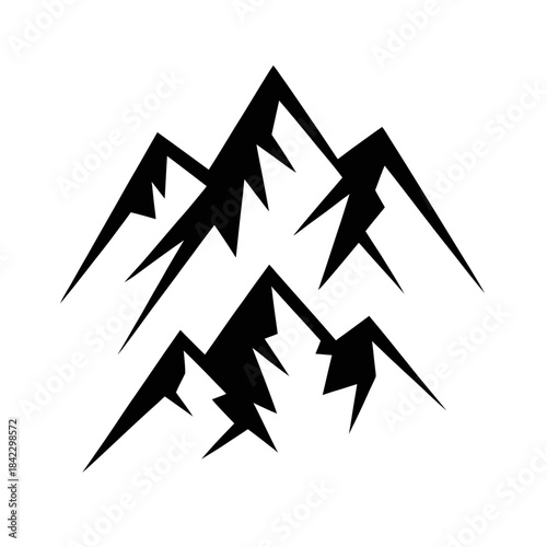 A minimalistic depiction of mountain peaks in a simple geometric style