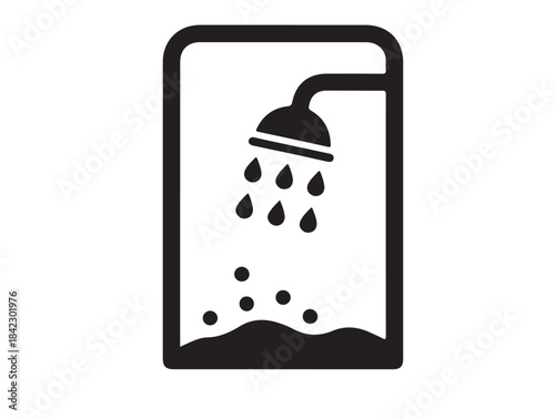 Beach Sand Rinse Shower icon in silhouette white background.